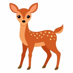 Cute cartoon fawn isolated on white background