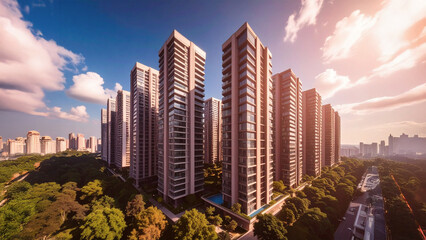 Obraz premium High-Rise Apartment Buildings in Urban Landscape