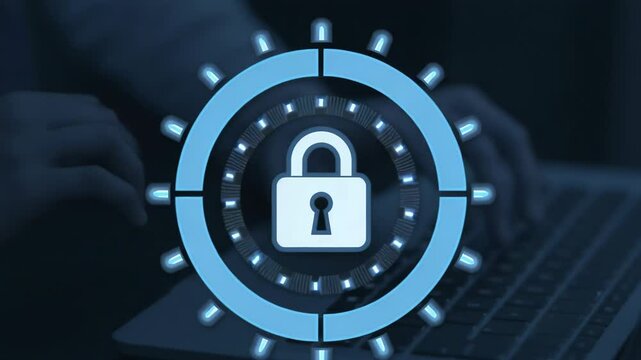 combination lock on blue background