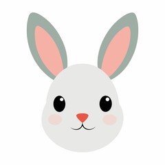 Cute bunny face illustration isolated on white background