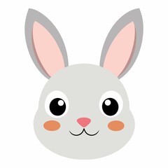 Cute bunny face cartoon illustration isolated on white background