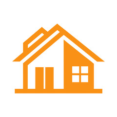Orange Minimalist House Real Estate Logo