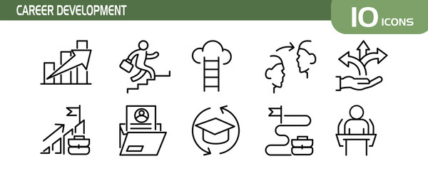 CAREER DEVELOPMENT LINE ICON FOR VECTOR LOGO AND PERCENTAGE NEEDS