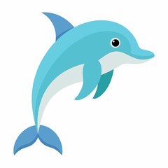 Cute cartoon dolphin illustration isolated on white background