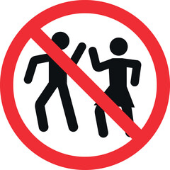 No dancing sign. Dancing is prohibited sign. Forbidden signs and symbols.
