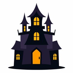 Spooky halloween haunted house illustration isolated on white background