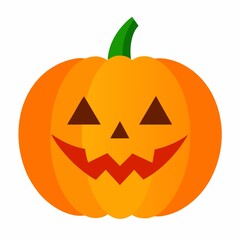 Smiling jack o lantern pumpkin isolated on white background