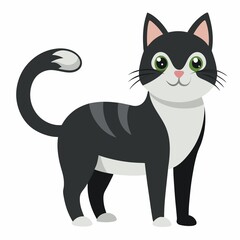 Cute cartoon cat illustration isolated on white background