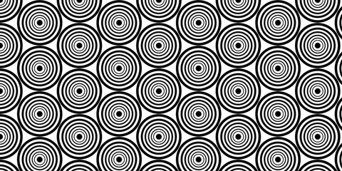 Seamless Black and White Concentric Circles Pattern, Abstract Modern Optical Illusion Repeat Background, Minimalist Geometric Design: Hypnotic Black and White Motif.