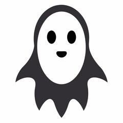 Fototapeta premium Friendly cartoon ghost icon isolated on white background