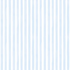 Seamless vertical watercolor stripe pattern in light blue on white background
