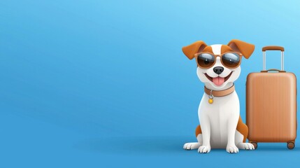 Adorable pet dog relaxing outdoors while wearing trendy summer sunglasses, showcasing a playful and fashionable look