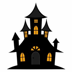 Spooky halloween haunted house illustration isolated on white background