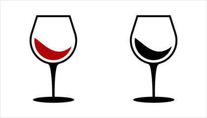 wine in glass icon set. - Vector. on white background