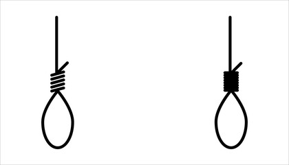  Suicide hang rope icon set. on white background