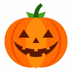 Smiling jack olantern pumpkin isolated on white background