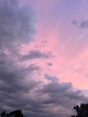 sunset in the sky with purple clouds