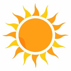 Simple sun icon illustration isolated on white background