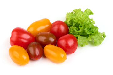 Cherry Tomatoes and Lettuce, isolated on white background