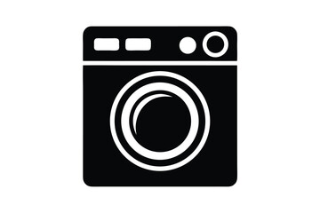 Washing Machine Icon Black and White Illustration