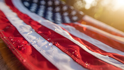 Morning Dew on the Flag: Awakening of Freedom

