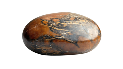Smooth river stone isolated on transparent background