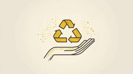 Creative representation of recycling symbol held gently in hand showcasing commitment to sustainability and environmental awareness
