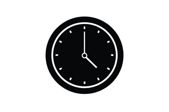 Clock icon showing five o clock in black