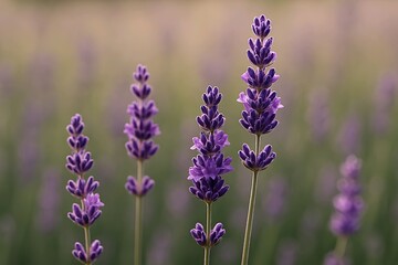 Naklejka premium Lavender Flowers in Blooming Field