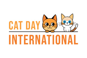 International Cat Day Art Design on White Background