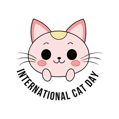 International Cat Day Art Design on White Background