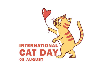International Cat Day Art Design on White Background