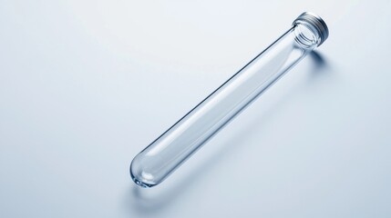 Laboratory glassware with a clear test tube placed horizontally on a light background