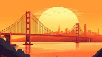 Golden Gate Bridge sunset cityscape