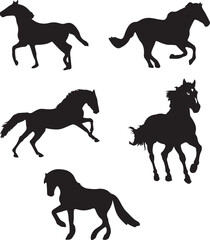 horse action silhouette vector design unique