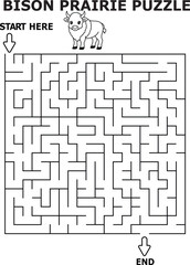 Bison prairie maze puzzle for kids fun activity