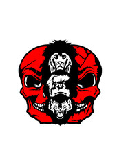tete de mort lion gorille tigre fantaisie feroce empiler