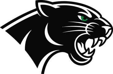 A black panther head with green eyes on a white background vector