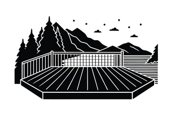 Mountain View Deck with Railing Design