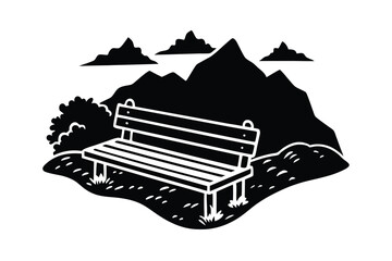 Mountain View Park Bench Illustration