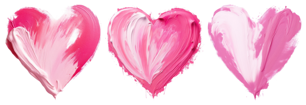 PNG Colorful painted hearts art, element set on transparent background