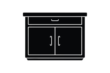 Simple Black Silhouette Cabinet Icon