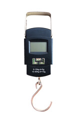 Digital hanging weight scale on transparent background, Digital luggage weight scale
