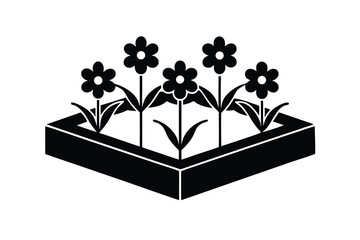 Simple Flower Garden in Square Planter