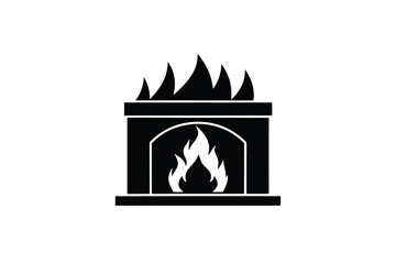 Simple Fireplace Icon Black Silhouette