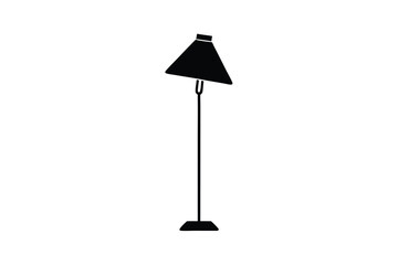 Simple Black Floor Lamp Icon Illustration