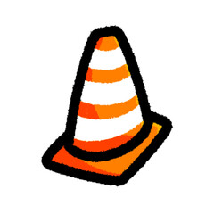 traffic cone or road cone png pen line brush cartoon handwrite design cute and art doodle clipart element