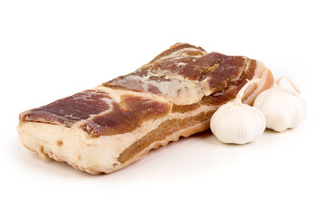 Bacon Garlic, Pork Belly Slab, isolated on white background