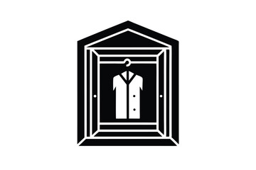 Coat Hanging in Wardrobe Closet Icon