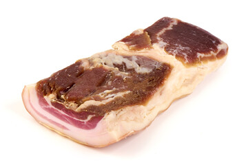 Cured Bacon Slice Meat, isolated on white background